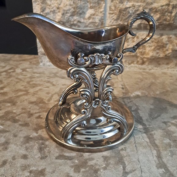 Vintage F.B. ROGERS  Silver plate Sauce / Gravy Boat w Candle Warmer - Picture 4 of 6